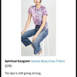Spiritual Gangster Aurora Boxy Crew T-Shirt Wildberry Galaxy Tie Dye Large